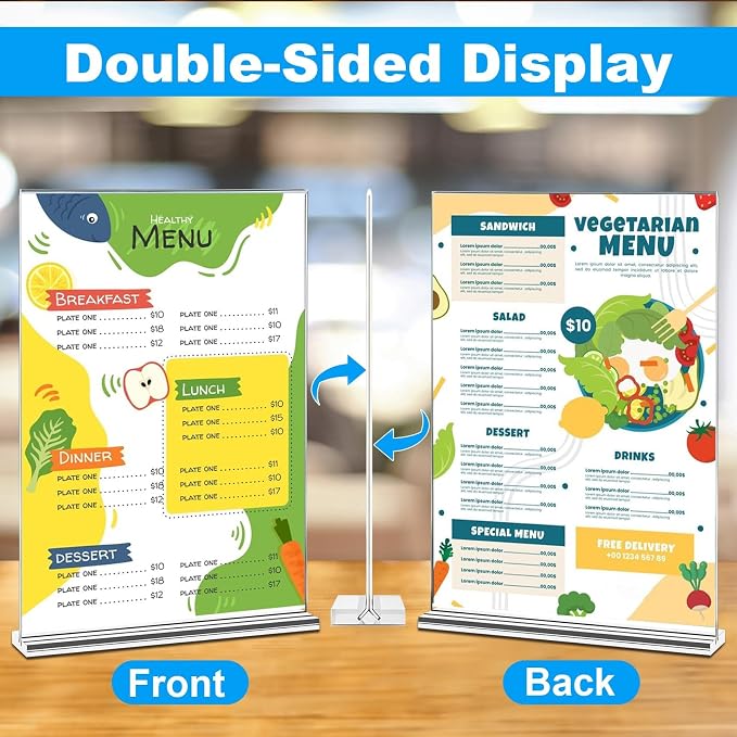 EHWINE Acrylic Sign Holder 8.5 x 11, 18 Pack Double-Sided Stand up Table Top - Image 2