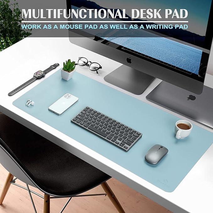 K KNODEL Small Office Leather Desk Mat, Mouse and Keyboard Pad, Computer and - Image 2