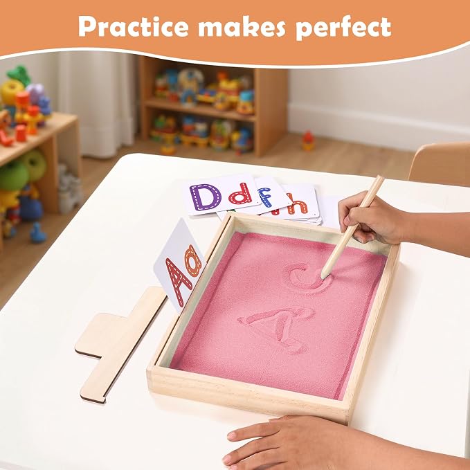 Montessori Sand Tray for Kids, Writing Play Sand Tray - Image 4