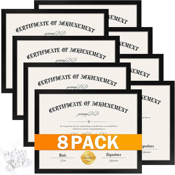 YixangDD 8 Pack Certificate Frames 8.5 x 11, College Diploma Frame by YixangDD