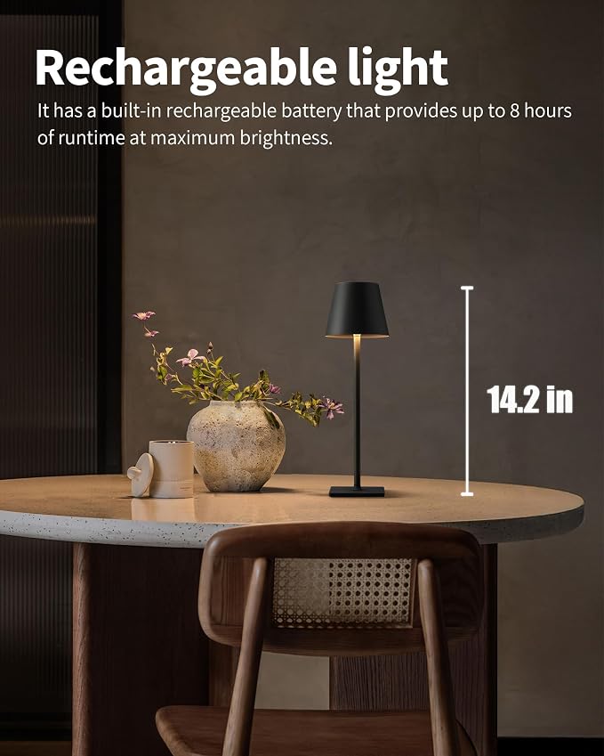 KDG Cordless Table Lamp, Portable LED Desk Lamp, 5000mAh Battery Operated - Image 2