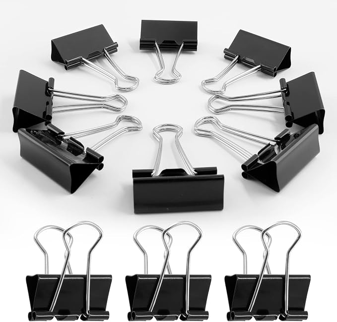 20 Pack Extra Large Binder Clips Black Paper Clips, 2 Inch / 51mm Huge Binder by Qjaiune