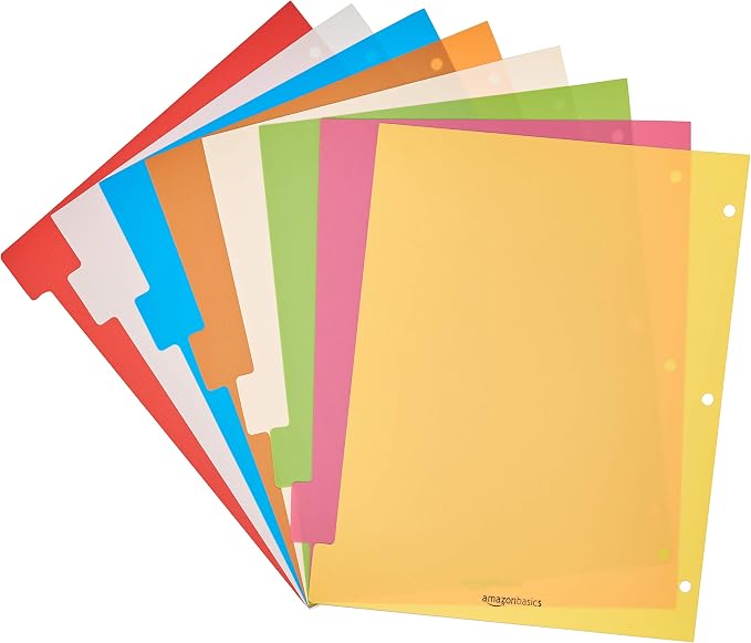 Amazon Basics 8-Tab Plastic Binder Dividers - Image 2