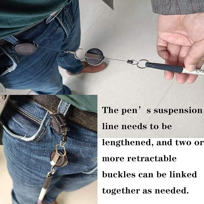 Duty Retractable Pull Pen Holder -Thick Nylon Cable- Ideal - Image 6