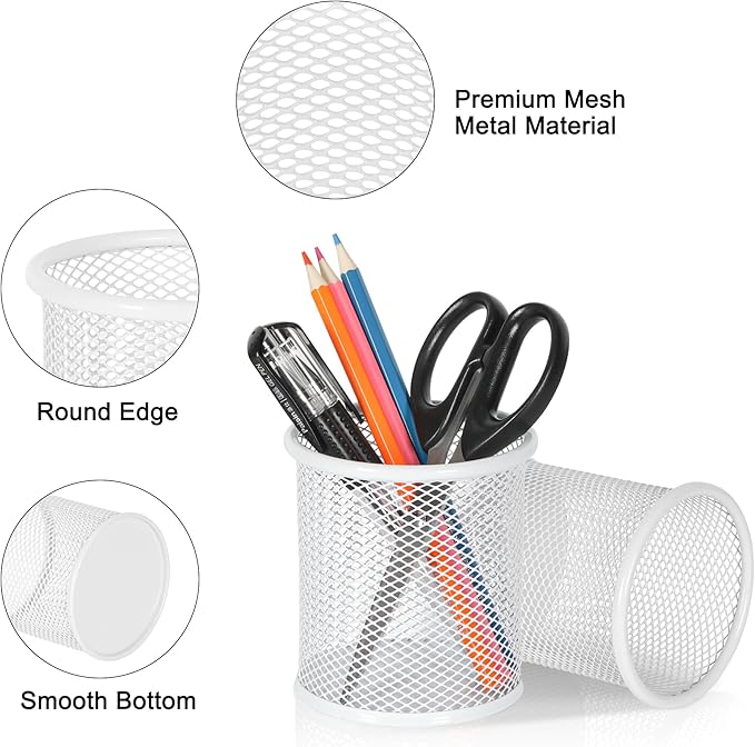EasyPAG Metal 2-Piece Pen Holder Set Desk Accessories & Workspace Organizers - Image 2