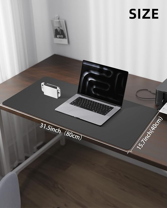 Leather Desk Pad Protector, Mouse Pad, Office Desk Mat, Non-Slip PU Leather - Image 5