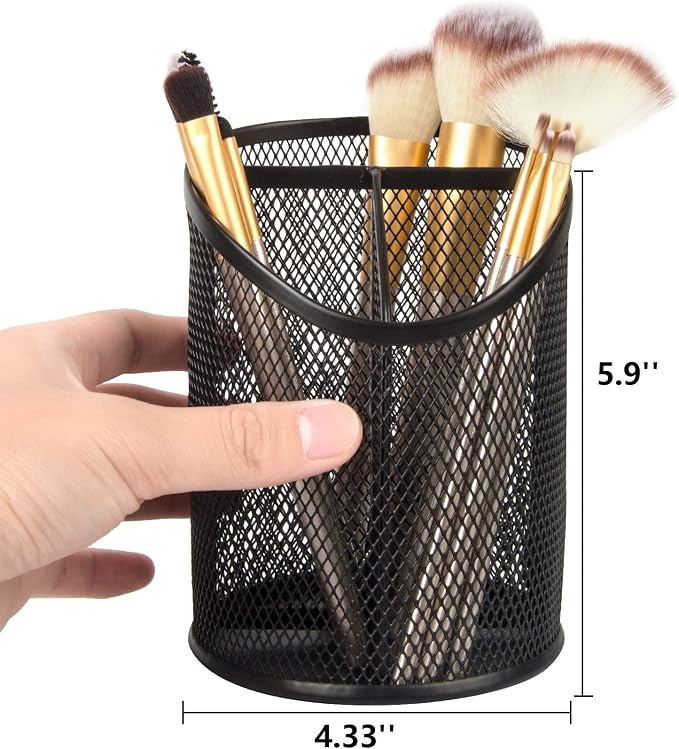 Delifox 2 Pack Pen Holder Mesh Round Pencil Holder Desktop Organizer 3 - Image 2