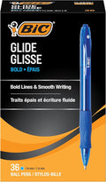 BIC Glide Bold Blue Ballpoint Pens, Bold Point, 36-Count Pack, Retractable by BIC
