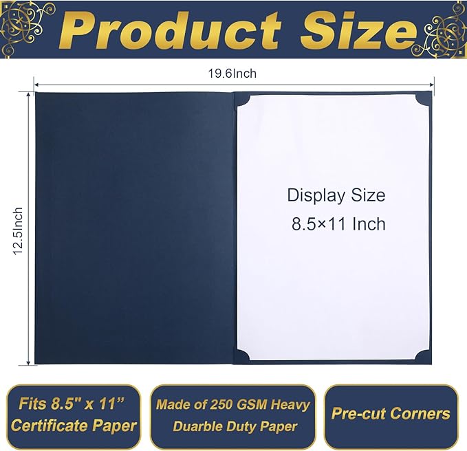 Fainne 300 Pack Certificate Holders Bulk, Diploma Covers Gold Foil Border - Image 2