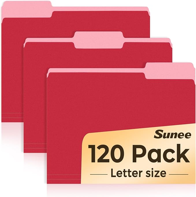 SUNEE File Folders, 120 Pack Manilla Folders 8.5 x 11, Colored File Folders by SUNEE