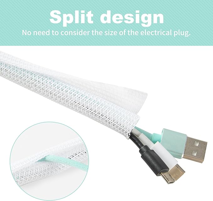 Split Wire Loom 3/8 Inch 25ft, Braided Cable Sleeve - Image 2