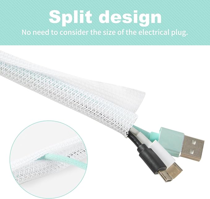 Split Wire Loom 2Pcs 3/4 Inch 5ft, Braided Cable Sleeve - Image 2