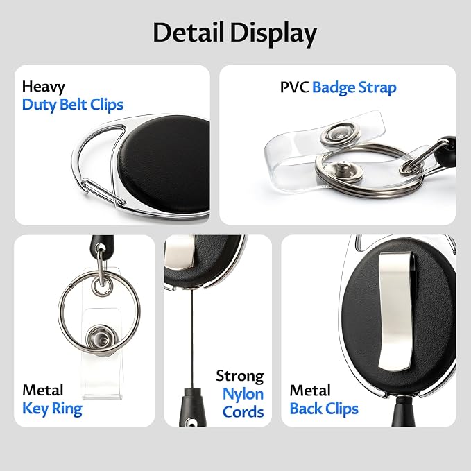 Simetufy 200 Pack Retractable Badge Reels - Image 3