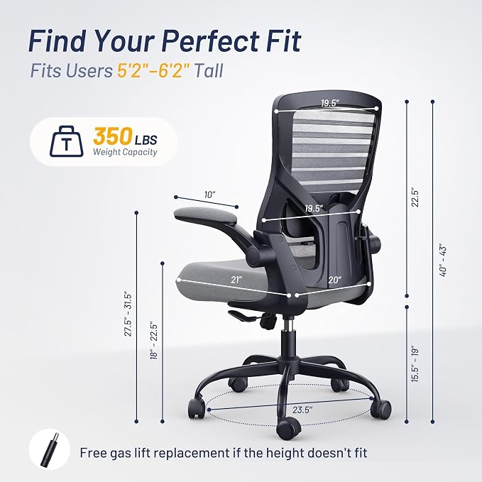 Office Desk Chair for Long Hours & Back Pain Relief – 4“ Thick Molded Foam - Image 3