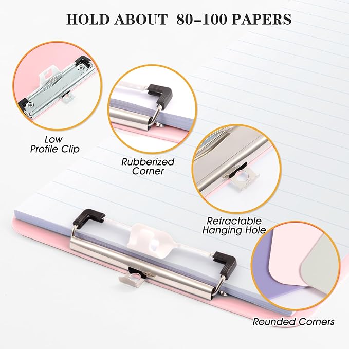 2 Pack Pink A4 Clipboard with Pen Holder, Standard Letter Size, Heavy Duty Clip - Image 5