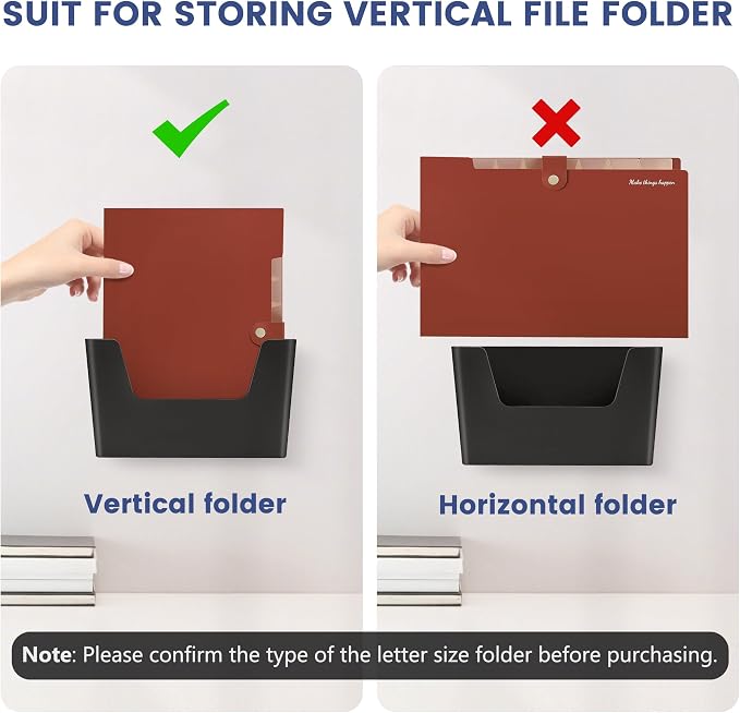 JOMOLA No Drilling File Holder 3 Pack Mail Organizer Wall Mount File Organizer - Image 7