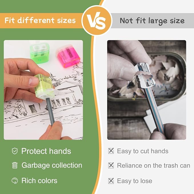 60 Pack Bulk Pencil Sharpeners for Classroom, Double Hole Small Manual Sharpener - Image 5