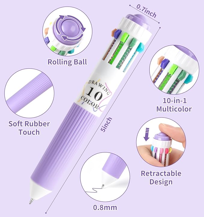 12 Pack Multicolor Pens, 10-in-1 Colored Ballpoint Pen, 116 Colors, 0.8mm Fine - Image 4