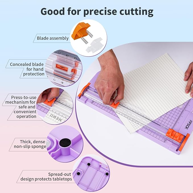 A4 Purple Paper Cutter Slider 12 Inch Titanium Straight Paper Trimmer, Paper - Image 4
