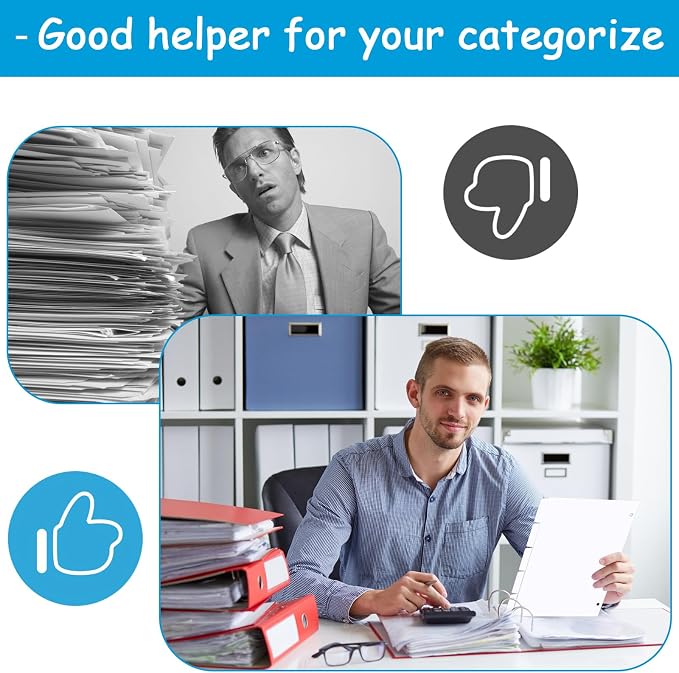 Binder Dividers for 3 Ring Binder, 1/5 Cut Tabs, Letter Size, Blank Write On - Image 5