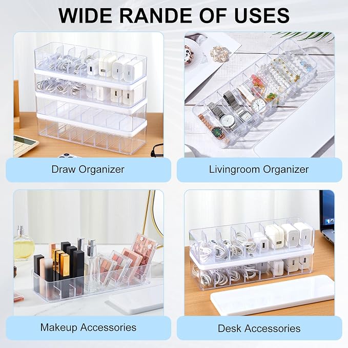 Tatuo 4 Pcs Cord Organizer for Drawer Desktop, Cable Organizer Box - Image 7