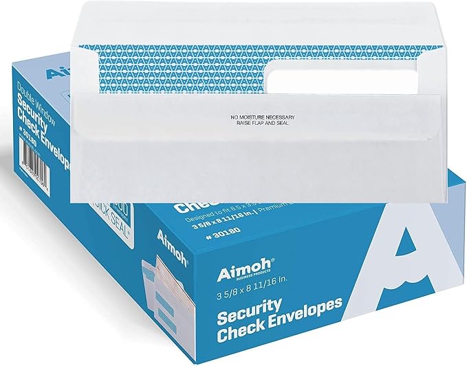 Aimoh #8 Double Window Flip & Seal Security Envelopes - Image 2