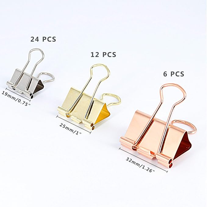 Office Binder Paper Clips Assorted Sizes Set Multicolored, 42 Pack - Image 2