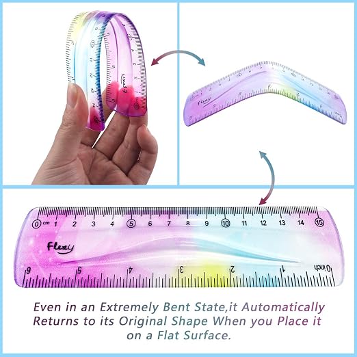 2 PCS 6 Inch Flexible Ruler, Bendable Plastic Ruler, Soft Bendable Gradient - Image 3