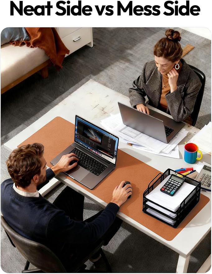 YSAGi Desk Pad Protector, Large Mouse Mat, Non-Slip PU Leather Waterproof - Image 6