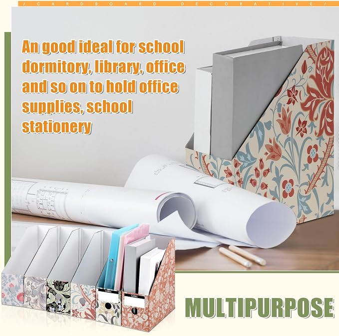 PerKoop 12 Pcs Decorative Magazine File Holders Floral Foldable File Folders - Image 6