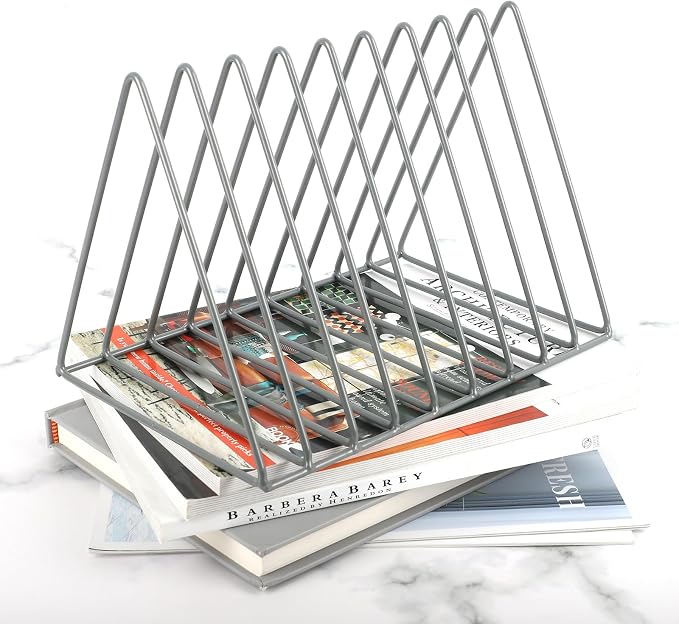 EASEPRES Vinyl Record Holder Storage, 9 Slot Metal Magazine Book Album Display - Image 5