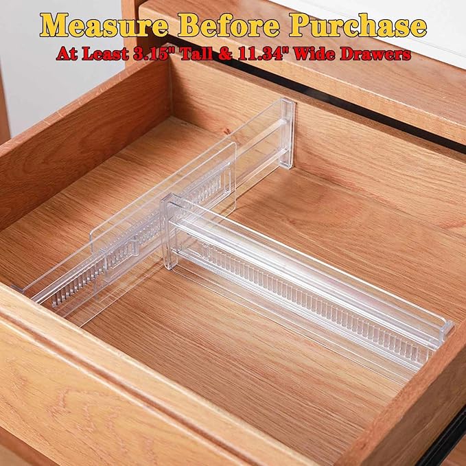 12 Pcs Drawer Dividers for Clothes, 3.15" High 11.34"-19.69" Adjustable - Image 8