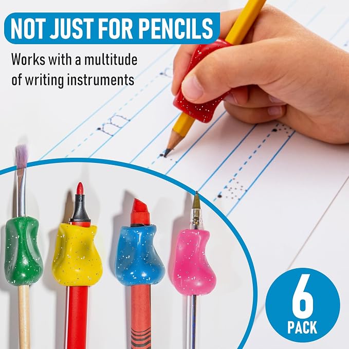 The Pencil Grip Glitter Pencil Grippers 6 Pcs, Pencil Grips - Image 5