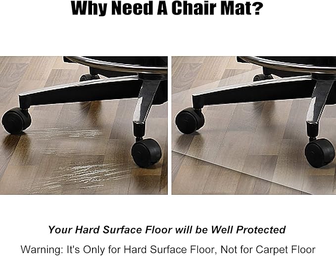 Azadx Large Chair Mat for Hardwood Floor 48 x 59'', Plastic Floor Mat for - Image 4