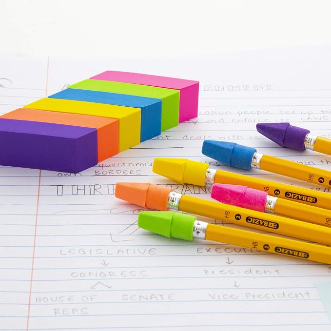 BAZIC Products Bevel Block Erasers, neon beveled block erasers, PVC-free rubber - Image 6