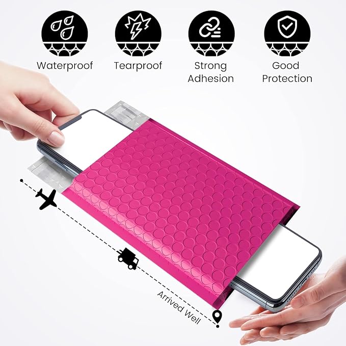 Fuxury Bubble Mailers 4x8" 100 Pack Pink Bubble Mailers Usable Size 4x7” Small - Image 7