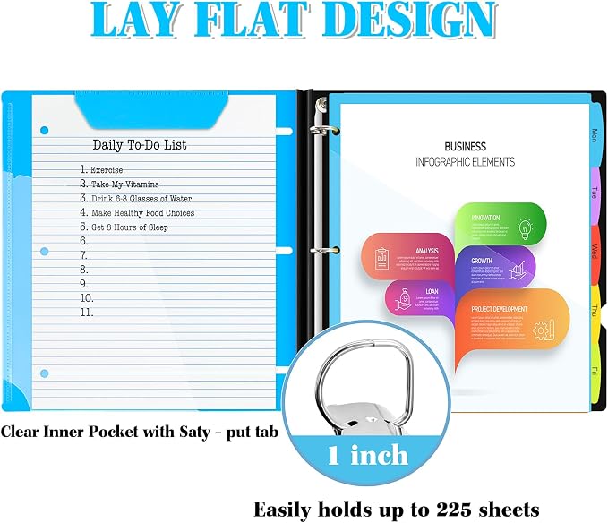 INFUN 1 Inch Telescoping Project Organizer Binder-2PCS, 13 Pocket, Customizable - Image 4
