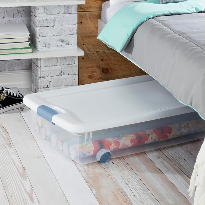 Sterilite 8-Pack Wheeled Latching Box, Plastic Under Bed Storage Bins - Image 5