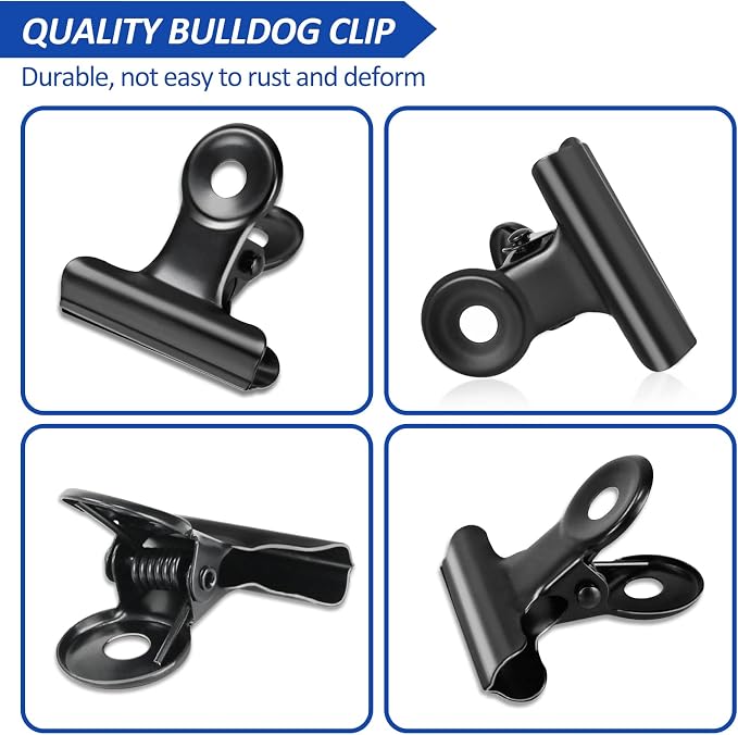 30 Pack Bulldog Clips 1.25 Inches Small Hinge Paper Clips Metal Hinge Clips - Image 4