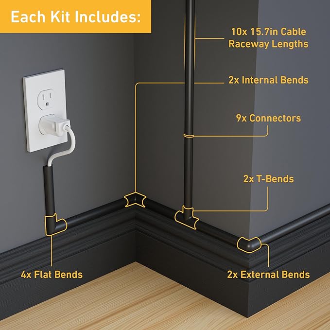D-Line 157in Cord Hider Kit, Patented Cable Cover, Hide Wires on Wall, Channel - Image 2