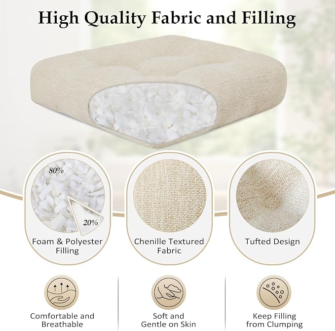 downluxe Chair Cushions for Dining Chairs 4 Pack, Tufted Indoor Chair Pads - Image 2