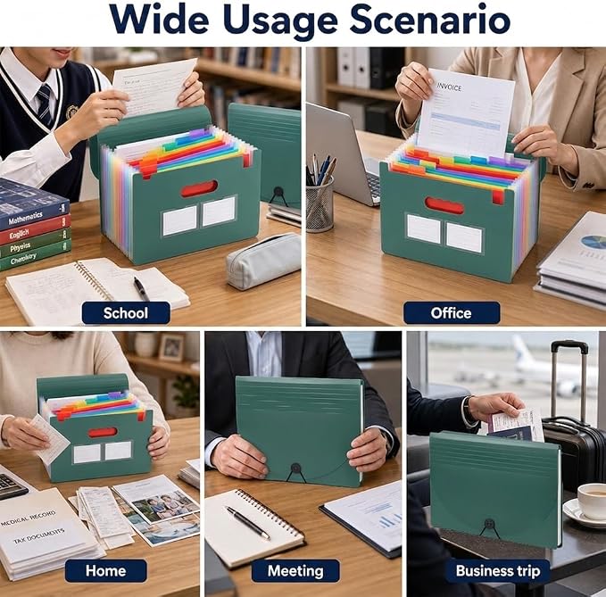 13 Pockets Accordion File Organizer, Portable Expanding File Folder - Image 7