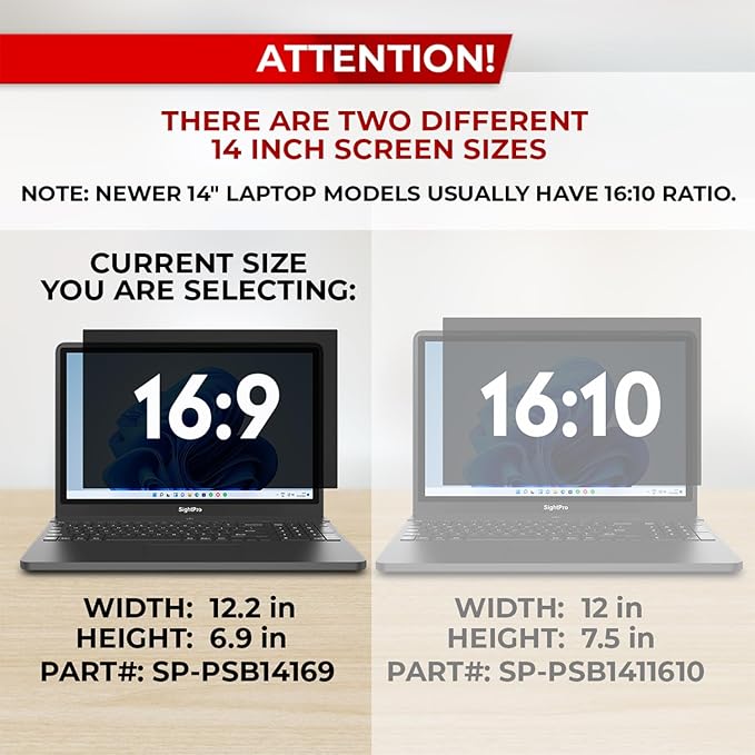 SightPro 14 Inch 16:9 Laptop Privacy Screen Filter - Image 3