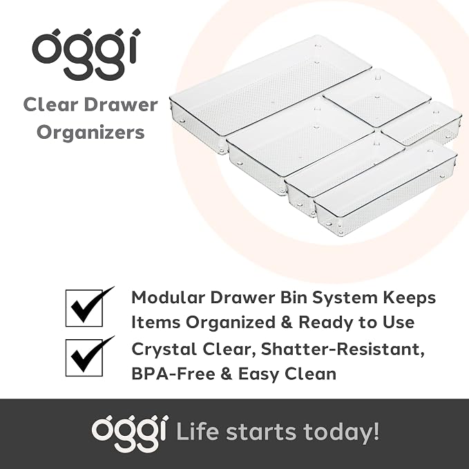 Oggi Clear Drawer Organizer | 3" X 12" | Pack of 2 | - Image 7