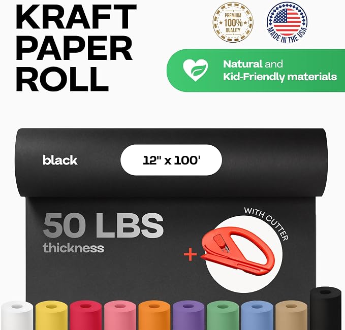 Black Kraft Paper Roll 12" x 1200" - Image 2