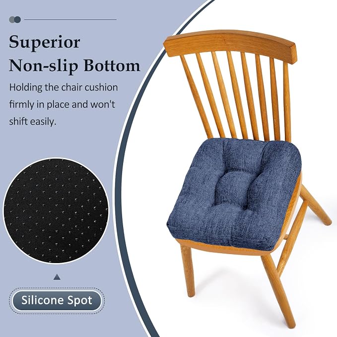 downluxe Chair Cushions for Dining Chairs 4 Pack, Tufted Indoor Chair Pads - Image 3