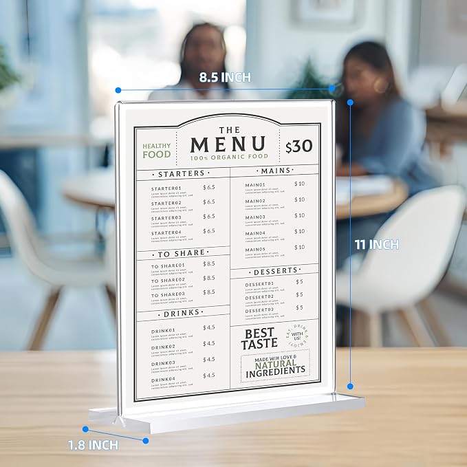 24 Pack Acrylic Sign Holder 8.5 x 11, Double-Sided Clear Sign Holder Plastic - Image 2
