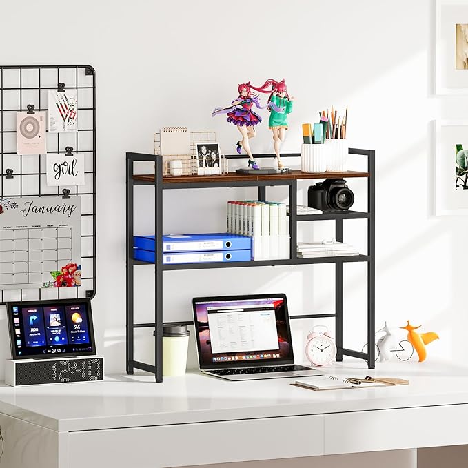 Snughome 31.9" Desk Shelf, Desktop Organizer Shelf, Desk Hutch Dorm, 3-Tier - Image 2