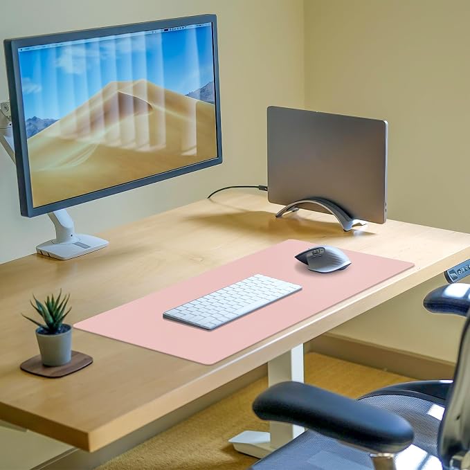 Leather Desk Pad Mat, Computer Pink Desk Mat Non-Slip, PU Large Mouse Pad - Image 8