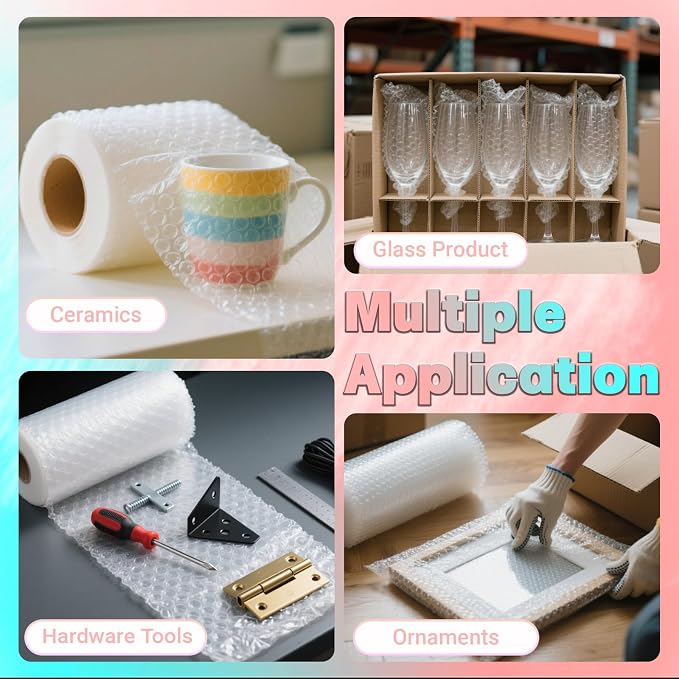 12 in x 15 ft Clear Bubble Cushioning Wrap, Protective Packing Roll - Image 5
